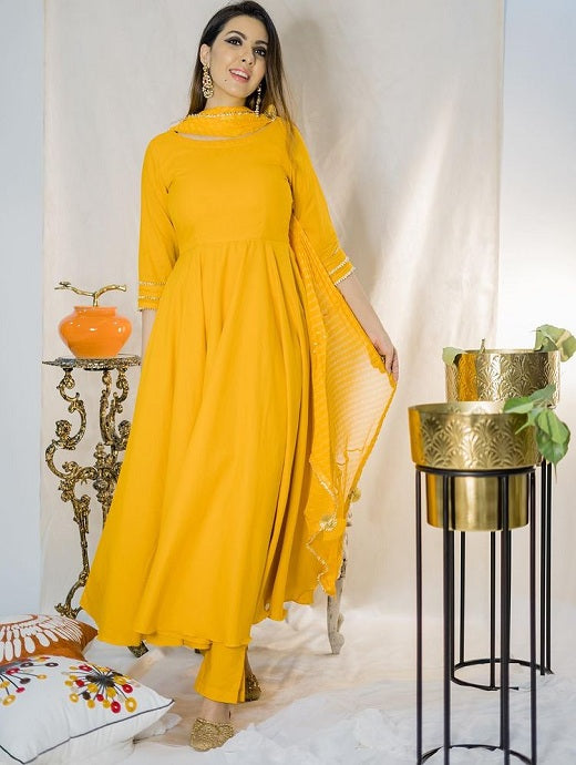 Yellow Color One Shoulder Gown